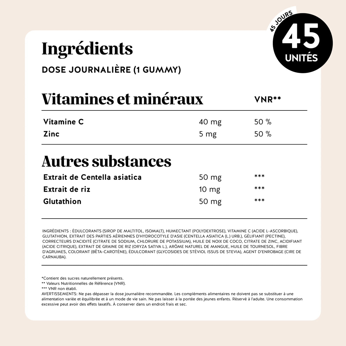 Bears with Benefits Adopte la glass skin K-Beauty – Quels ingrédients : vitamine C, zinc, centella asiatica (Gotu Kola), extrait de riz et glutathion.