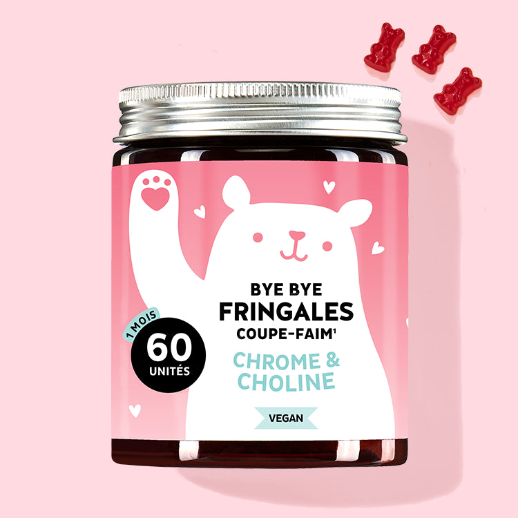 Une boîte de Bye Bye Fringales Coupe-Faim, enrichie en chrome et en choline, pour contrôler la faim. l Bears with Benefits