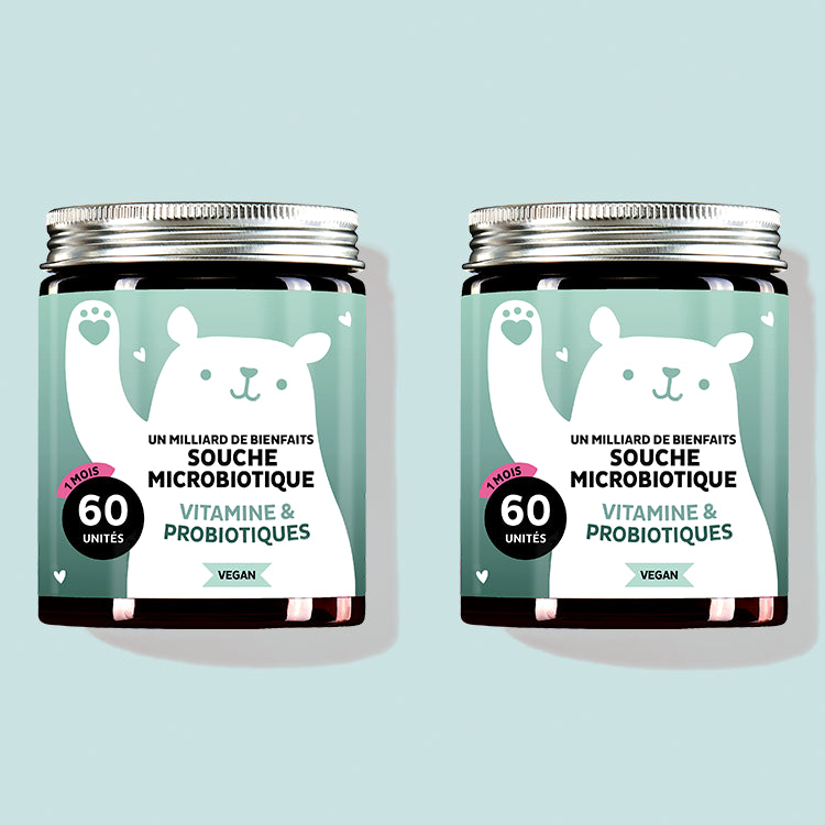 Les vitamines Un milliard de bienfaits - souche microbiotique avec complexe biotique de Bears with Benefits en cure de 2 mois.