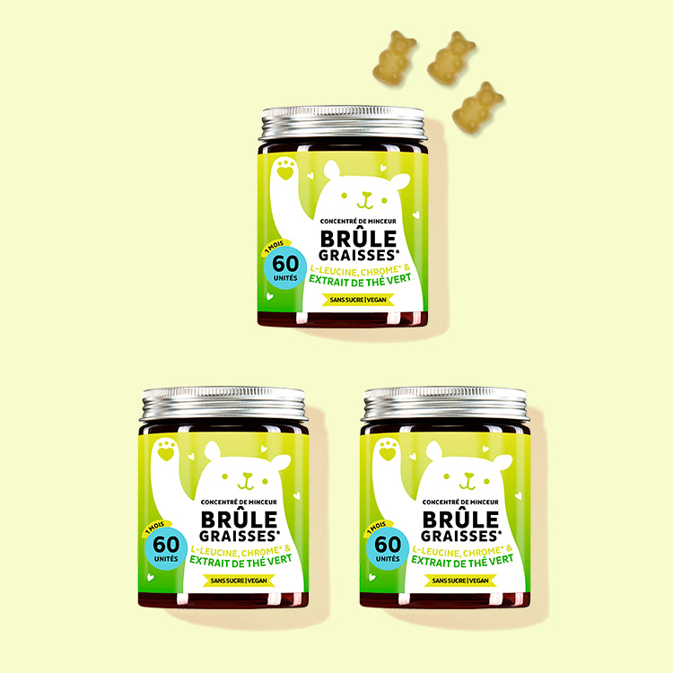 3 mois de cure de Concentré de minceur - brûle graisses Vitamins avec chrome et extraits de thé vert de Bears with Benefits pour brûler les graisses.