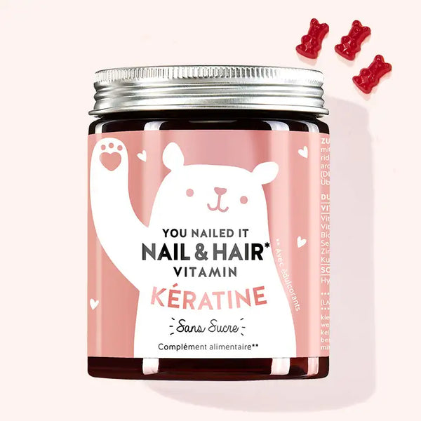 Cette image montre un emballage du produit You Nailed it Nail & Hair with Keratin de Bears with Benefits.