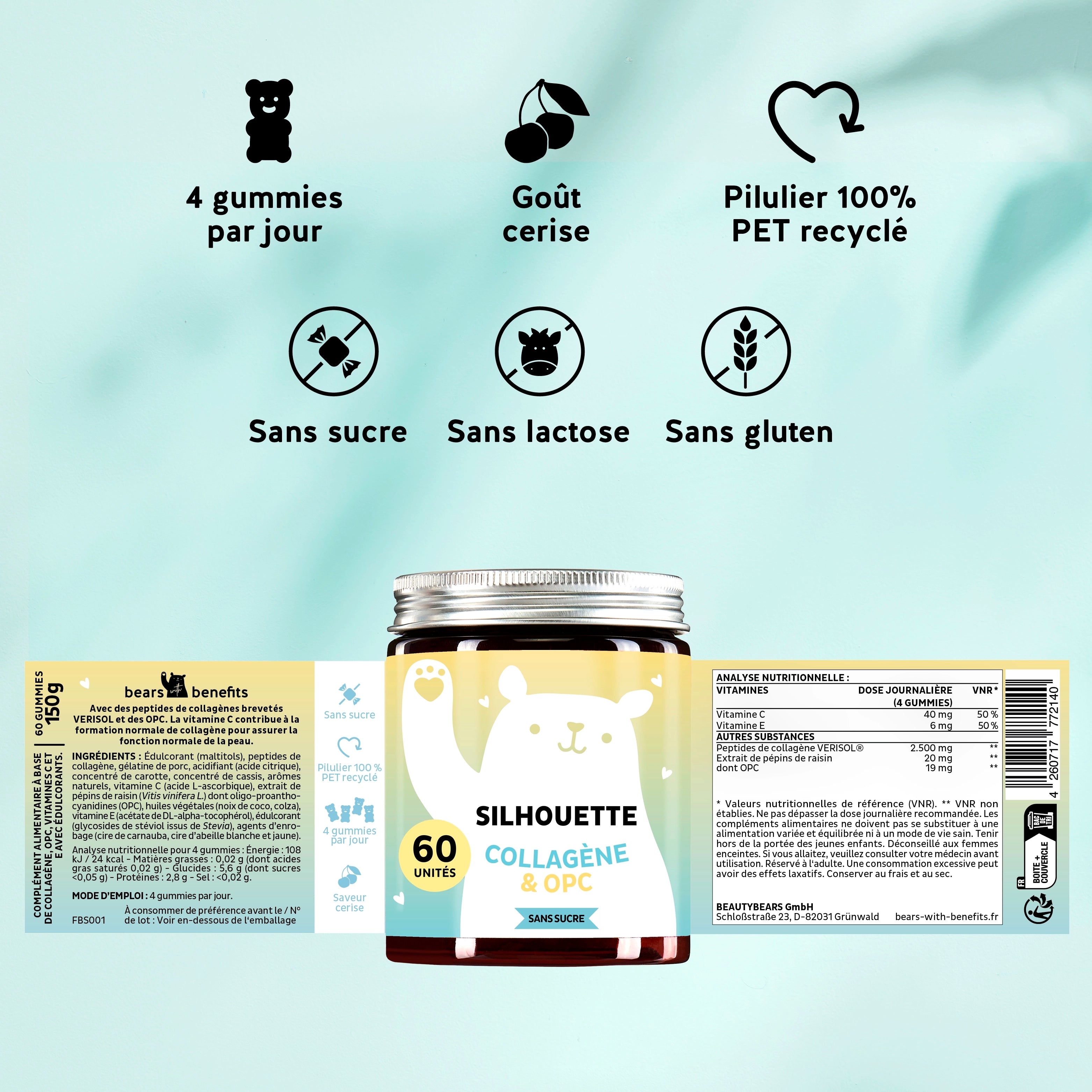 Liste des ingrédients présents dans les vitamines Silhouette.