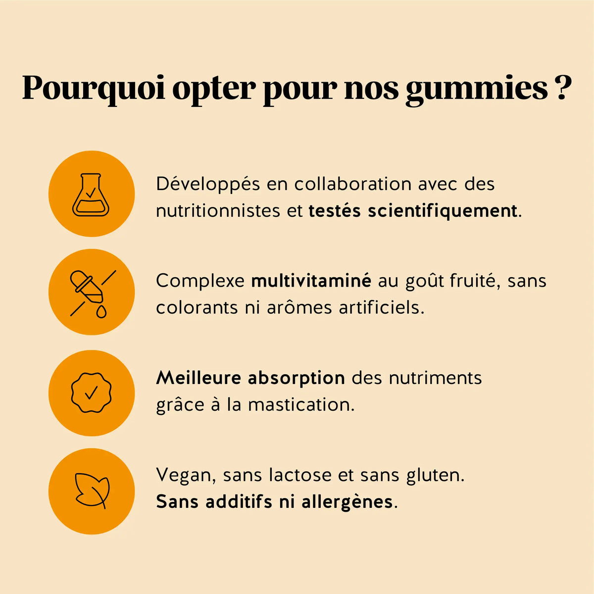 Bears with Benefits Sous le Soleil – pourquoi choisir nos gummies : vegan, sans sucre, 1 gummy par jour au goût de citron.