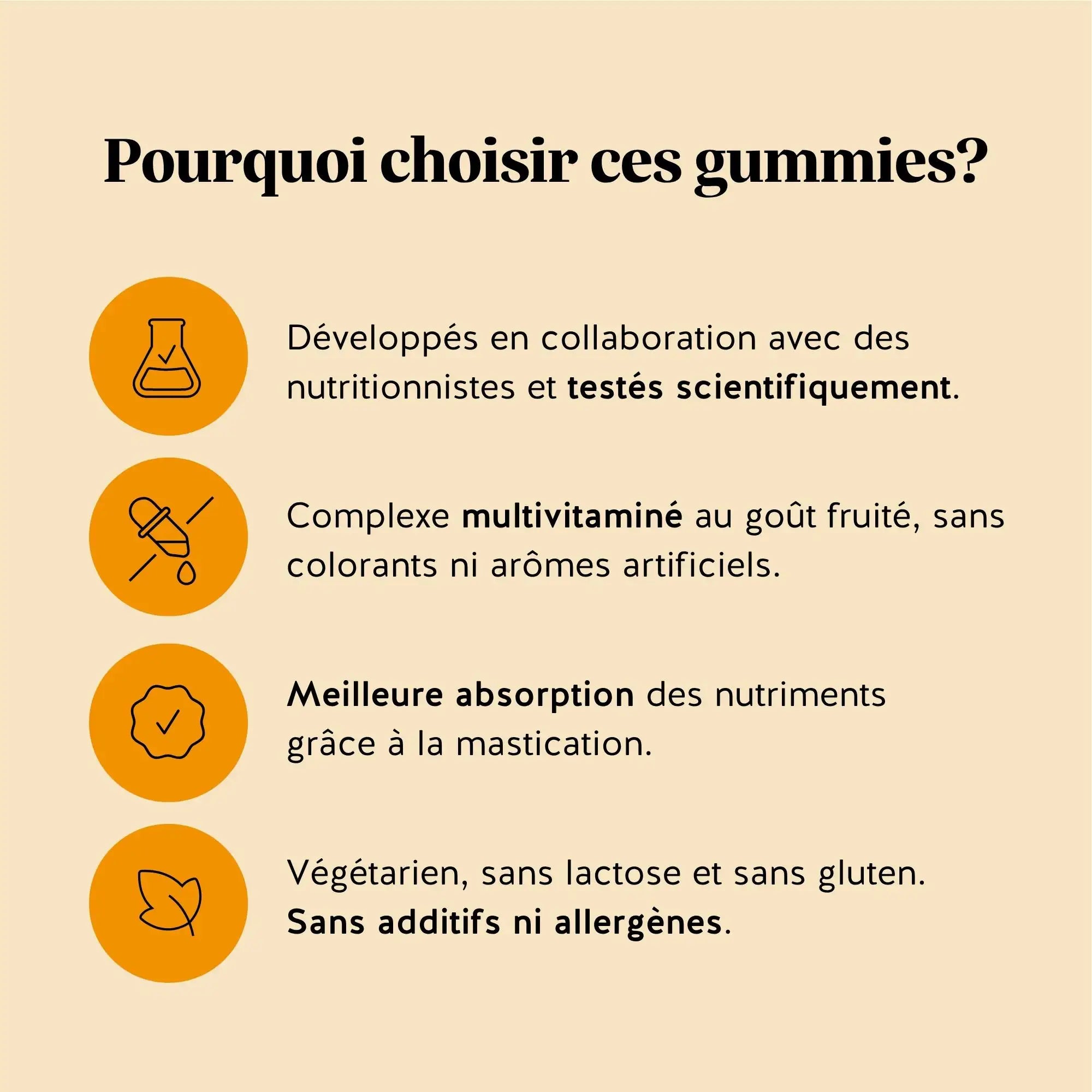 Illustration des bienfaits des gummies Totem Immunité, multivitamines vegan sans allergènes | Bears with Benefits