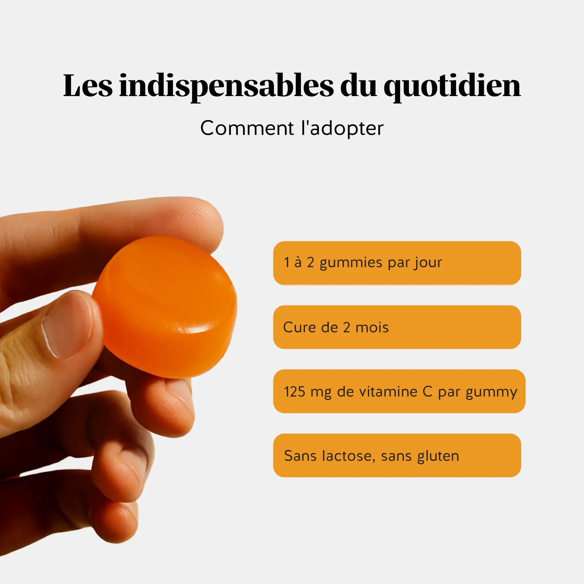 Conseil d’utilisation des gummies vitamine C - 1 à 2 par jour, cure de 2 mois. l Bears with Benefits