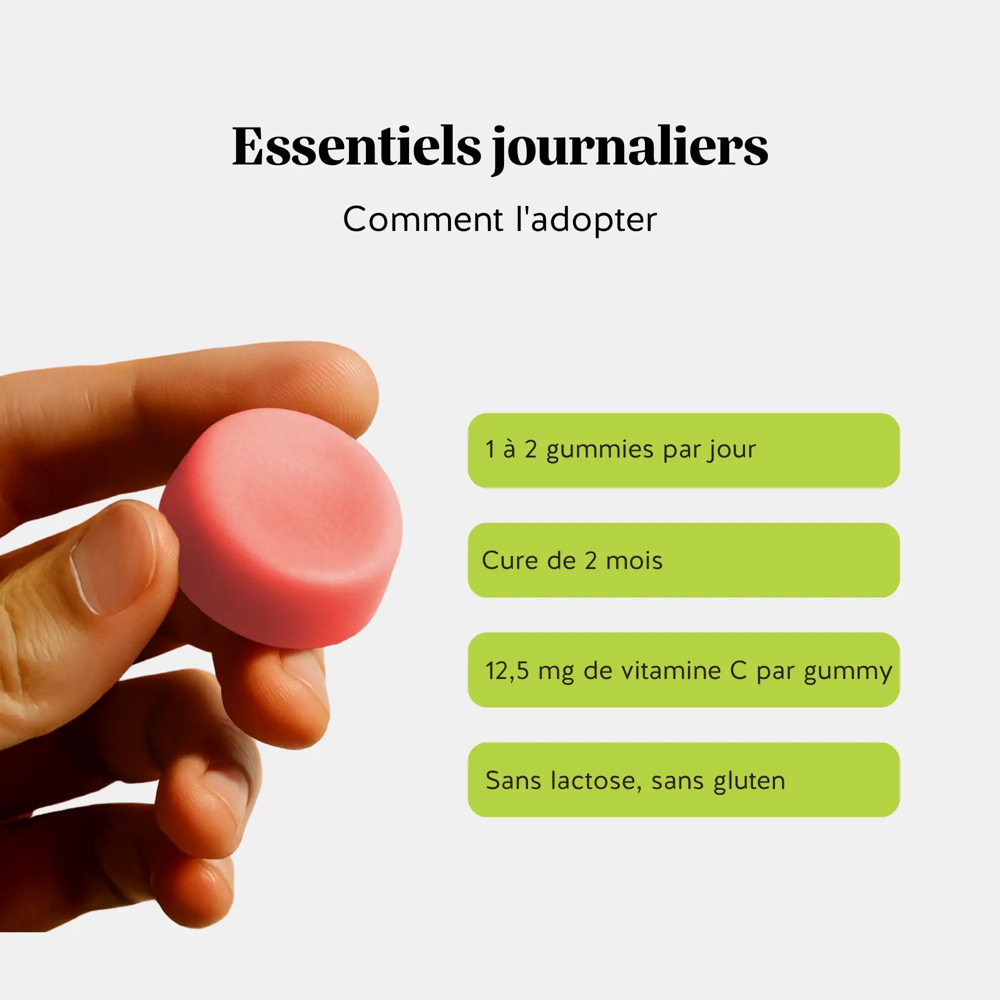 Conseil d’utilisation gummies zinc - 1 à 2 par jour, cure de 2 mois, sans lactose et sans gluten l Bears with Benefits