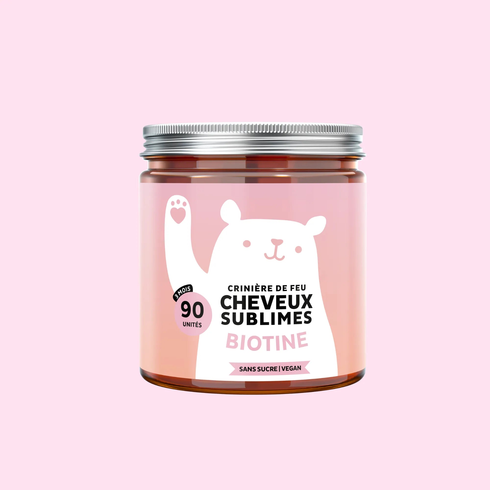 Gummies Cheveux Sublimes à la biotine – boîte de 90 unités pour une cure de 3 mois, vegan et sans sucre, idéale pour une routine beauté longue durée l Bears with Benefits