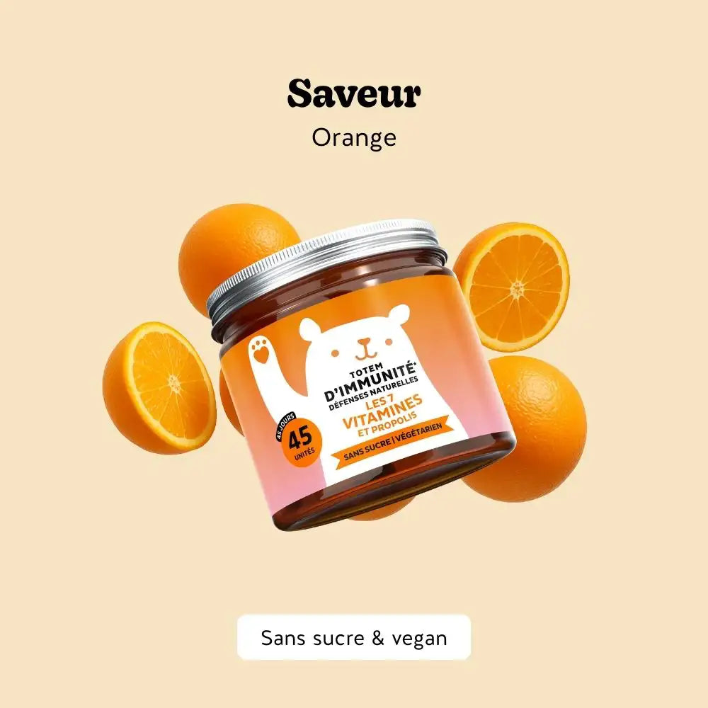 Boîte de 45 gummies Totem Immunité avec 7 vitamines et propolis, complément alimentaire vegan et sans sucre | Bears with Benefits