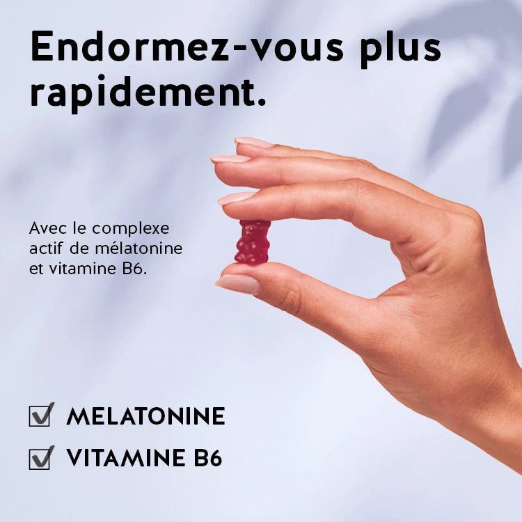 Cette image décrit l'effet et les ingrédients de L’attrappe Rêves Sommeil Mélatonine