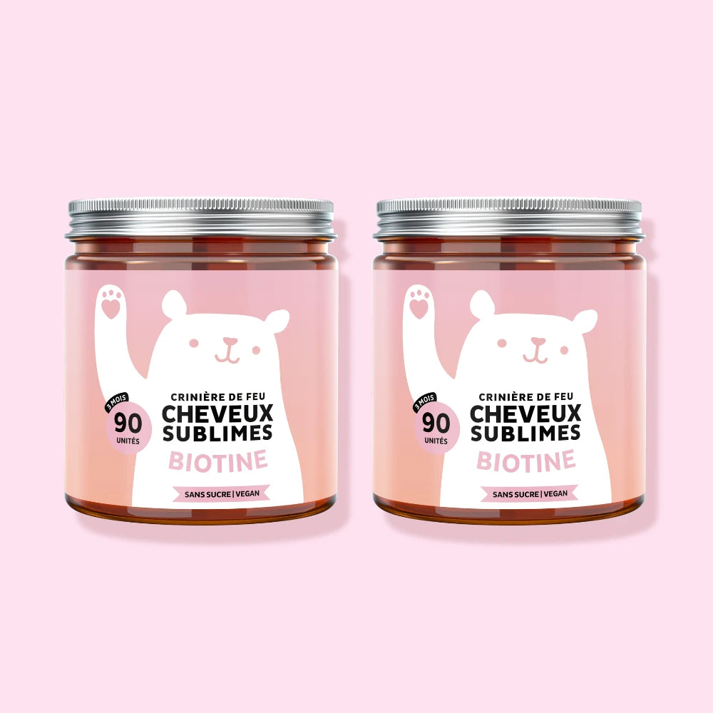 Pack duo de gummies Cheveux Sublimes à la biotine – deux boîtes pour une cure longue durée, format économique, vegan et sans sucre, idéal pour cheveux, peau et ongles l Bears with Benefits