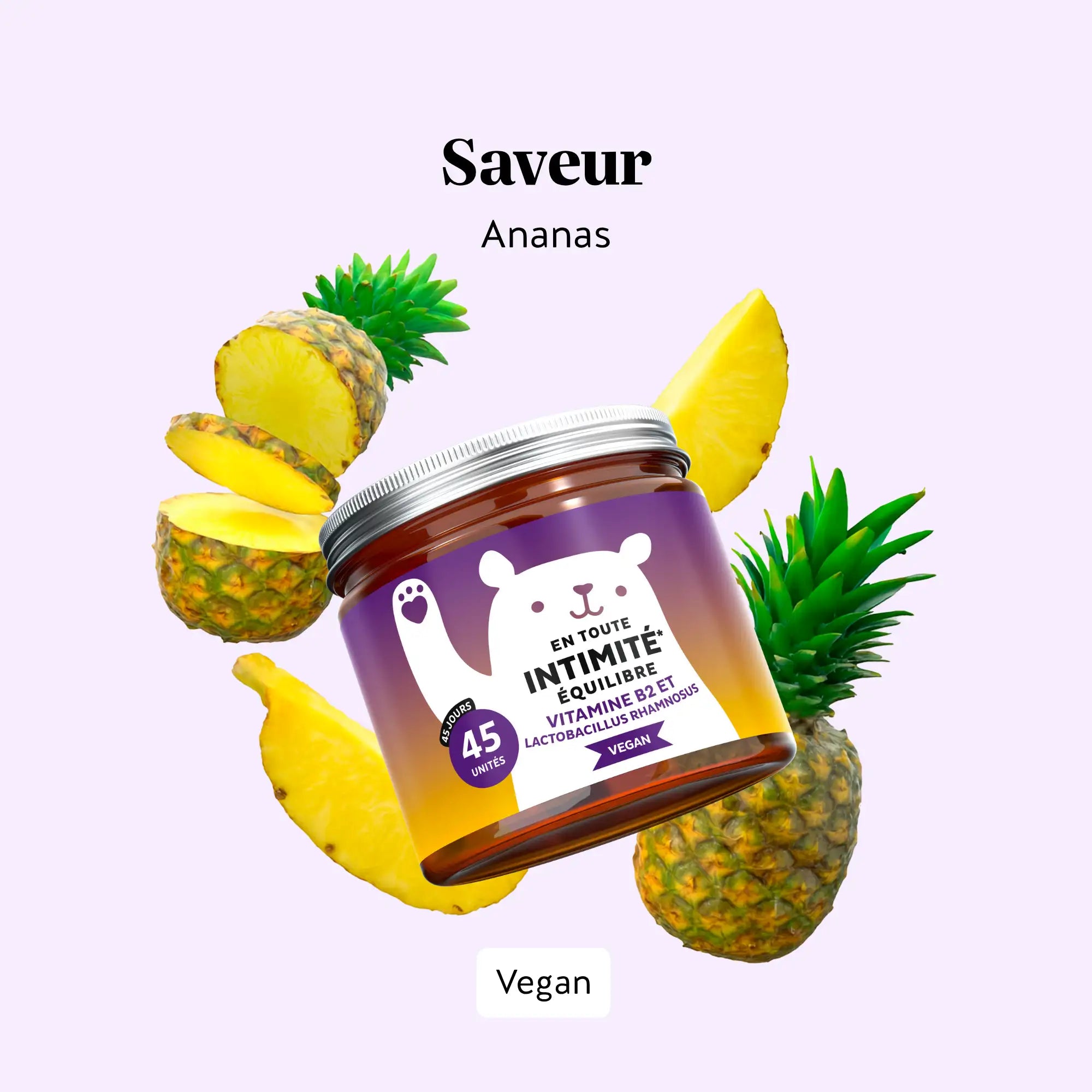 Gummies En Toute Intimité Équilibre – saveur ananas, vegan, pour le bien-être intime et la flore féminine l Bears with Benefits