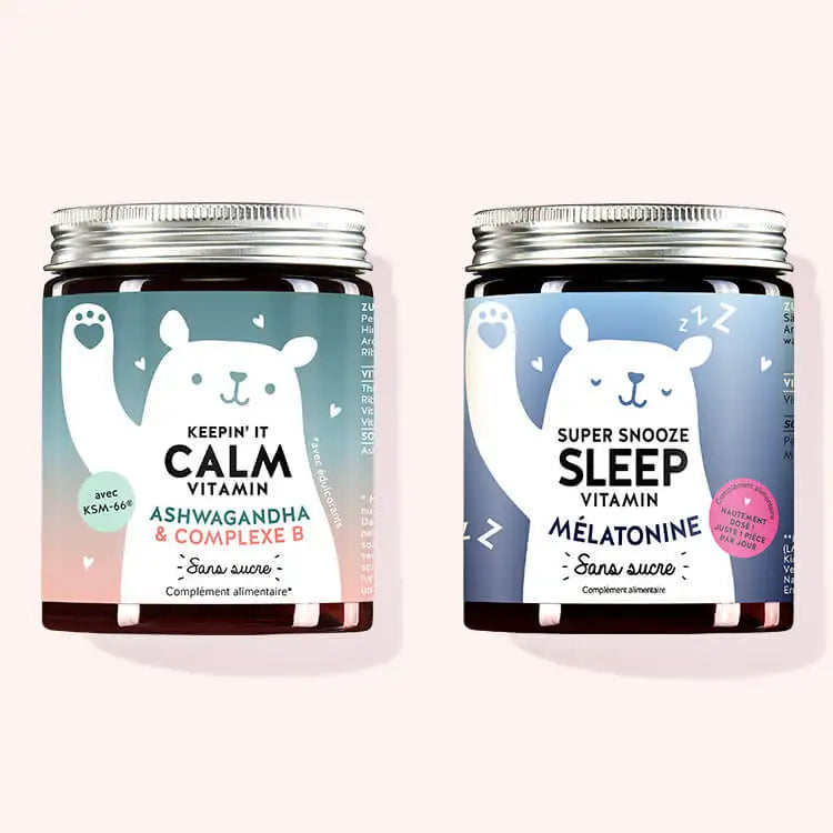 Set de 2 "Duo Beaux Rêves" composé par les Vitamines Keepin' It Calm et les Vitamines Super Snooze Sleep avec ashwagandha, complexe B et mélatonine