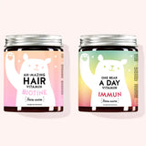 Set de 2 "Duo cheveux et santé" composé par les Vitamines Ah-mazing Hair et les Vitamines One Bear A Day avec biotine et complexe immunitaire