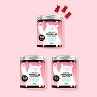 Trois boîtes du produit Bye Bye Fringales avec du chrome et de la choline pour contrôler la faim. De Bears with Benefits.