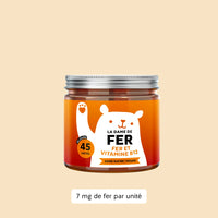 Boîte de 45 gummies La Dame de Fer au fer et à la vitamine B12, une formule sans sucre et vegan conçue pour un apport quotidien agréable et efficace l Bears with Benefits.