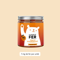 Boîte de 90 gummies La Dame de Fer au fer et vitamine B12, idéale pour soutenir le métabolisme énergétique et l’immunité avec une prise simple et savoureuse l Bears with Benefits.