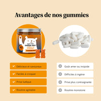 Avantages des gummies Bien-être Oméga-moi ! par rapport aux gélules ou comprimés : prise simple et gourmande en format gummy, formule vegan sans sucre avec DHA d’origine végétale.