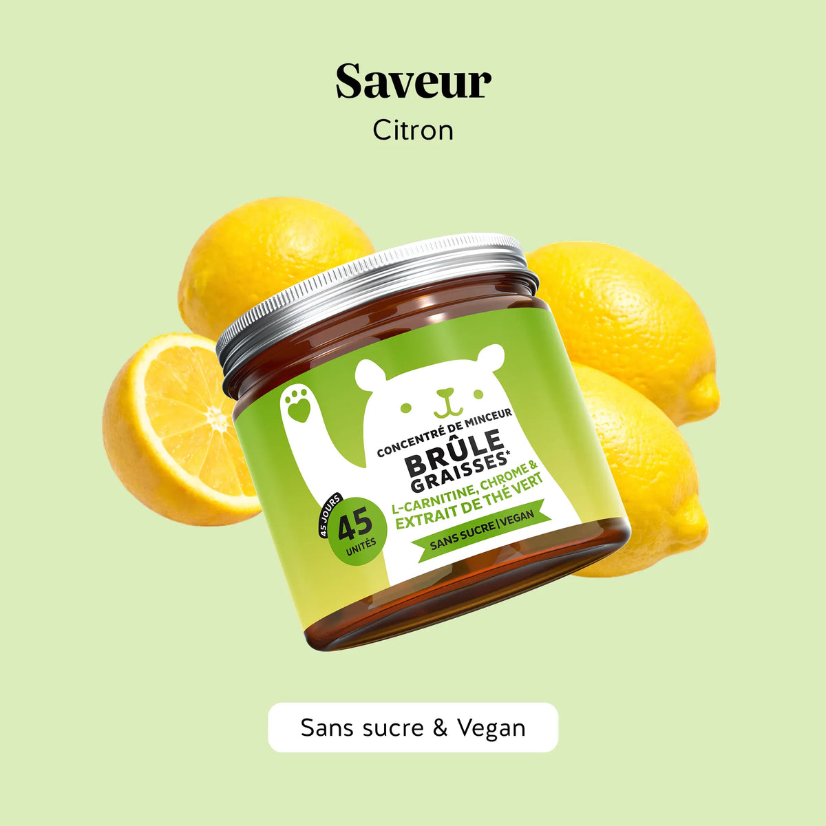 Bears with Benefits Concentré de Minceur Brûle-graisses – arôme naturel d'agrumes, sans sucres et vegan, 45 oursons.