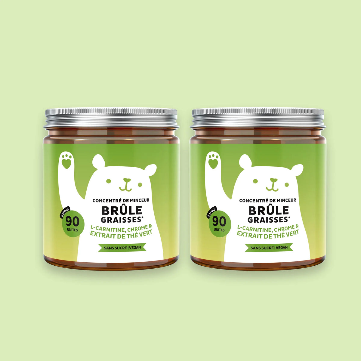 Bears with Benefits Concentré de Minceur Brûle-graisses – lot de 2 gummies vegan au chrome et à la biotine pour le métabolisme, 180 oursons (2 x 90) arôme agrumes.