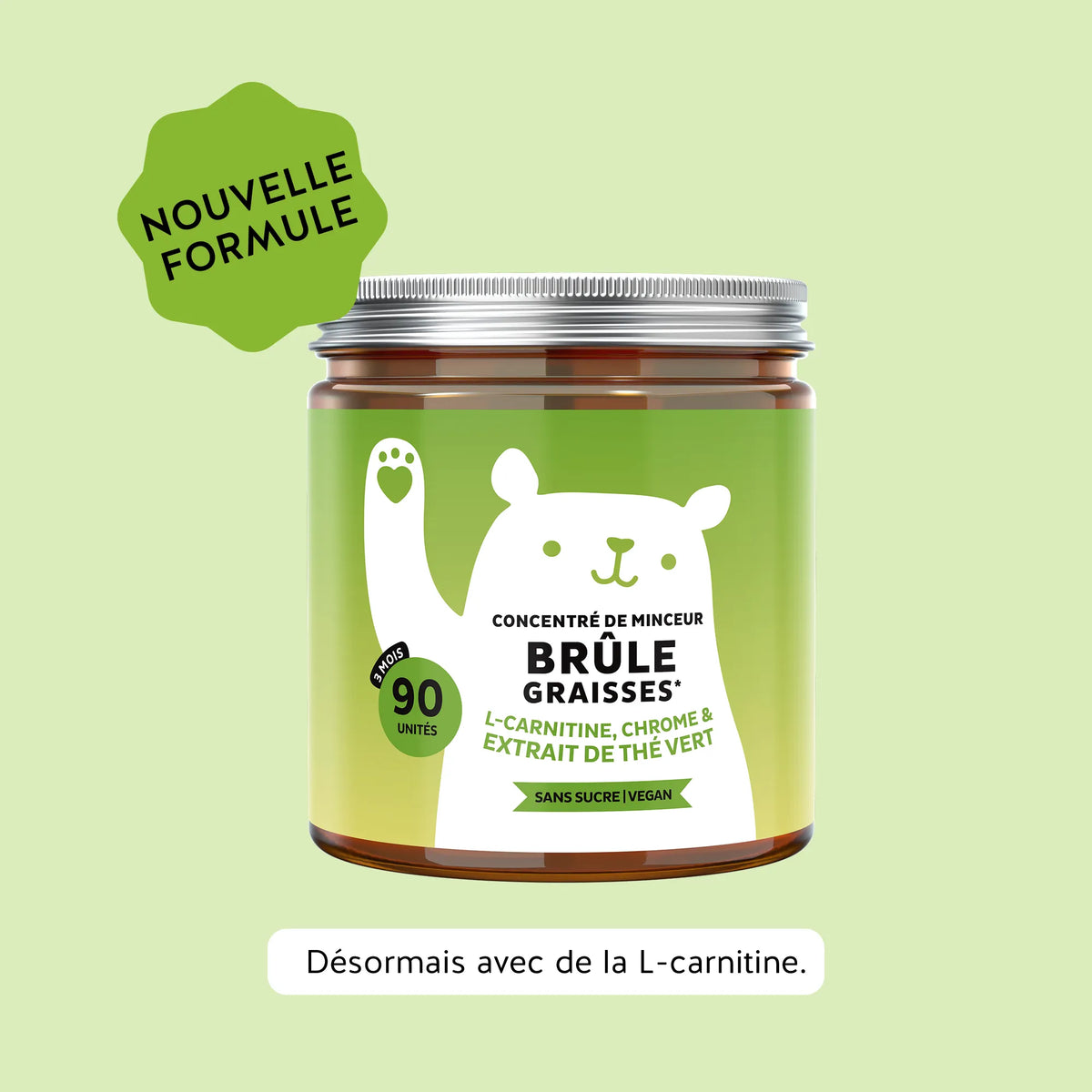 Bears with Benefits Concentré de Minceur Brûle-graisses – gummies vegan sans sucres au chrome, zinc et thé vert, 90 oursons arôme agrumes.