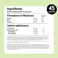 Bears with Benefits Concentré de Minceur Brûle-graisses – liste complète des ingrédients des gummies vegan et sans sucres.