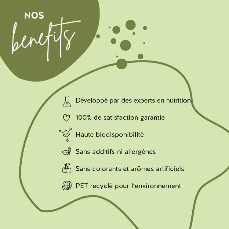 Le produit Eat your Super Greens de Bears with Benefits ont été développés avec des pharmaciens, ils ont une biodisponibilité élevée et ils sont sans gluten et sans lactose. L'emballage est en PET recyclé et nous offrons une garantie de satisfaction à 100%.
