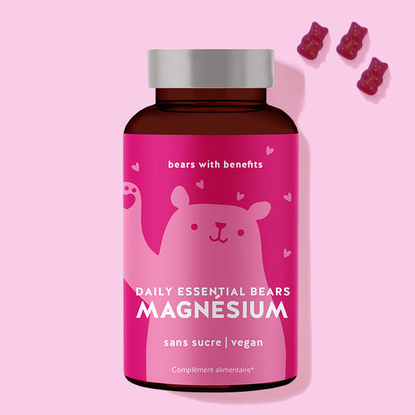 Cette photo montre un paquet de Daily Essential Bears magnésium de Bears with Benefits.
