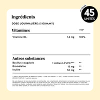 Bears with Benefits Pour Digérer le Quotidien – liste complète des ingrédients des gummies vegan et sans sucre à la digestion.
