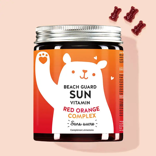 Une boîte de Beach Guard Sun pour les peaux endommagées par le soleil de Bears with Benefits avec Red Orange Complex