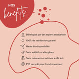 Les produits de Bears with Benefits ont été développés avec des pharmaciens, ils ont une biodisponibilité élevée et ils sont sans gluten et sans lactose. L'emballage est en PET recyclé et nous offrons une garantie de satisfaction à 100%.