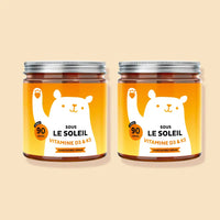 Bears with Benefits Sous le Soleil – lot de 2 gummies vegan aux vitamines D3 et K2 pour l'ossature, 180 oursons (2 x 90) arôme citron.