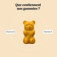 Bears with Benefits Sous le Soleil – ingrédients et bienfaits : vitamines D3 et K2 pour le maintien d'une ossature normale.