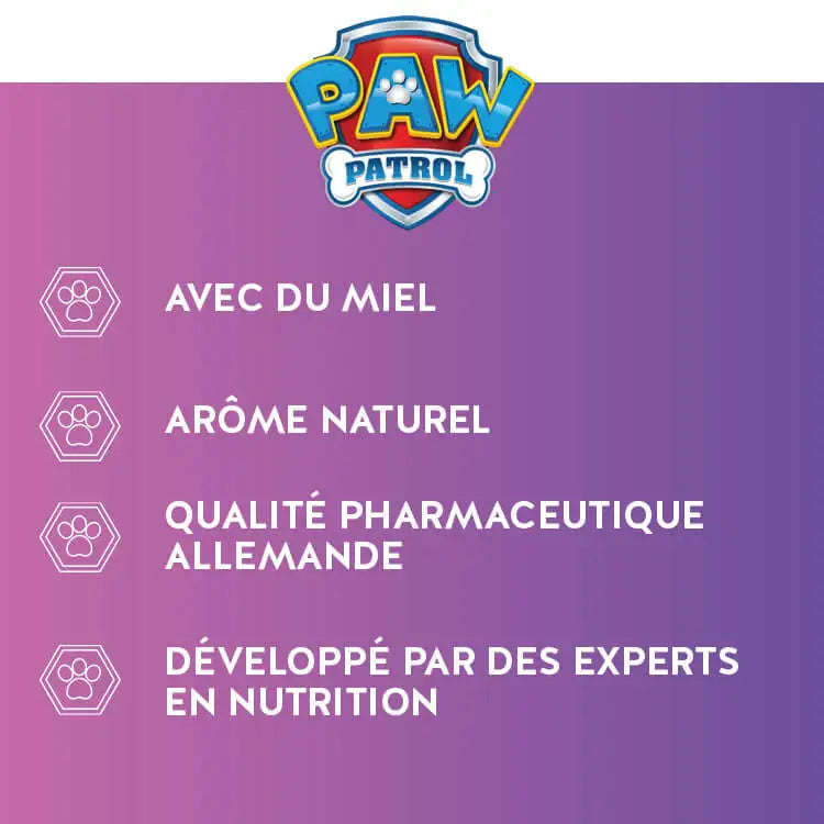 Sur cette photo sont représentés les bienfaits du produit Immun Power Paws avec baies de sureau pour enfants de Bears with Benefits. Avec du miel, arôme naturel, qualité allemande en pharmacie et développé par des experts en nutrition.