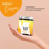 Ces ingrédients et nutriments se trouvent dans les vitamines Hey Sunshine Sun de Bears with Benefits : Vitamine D