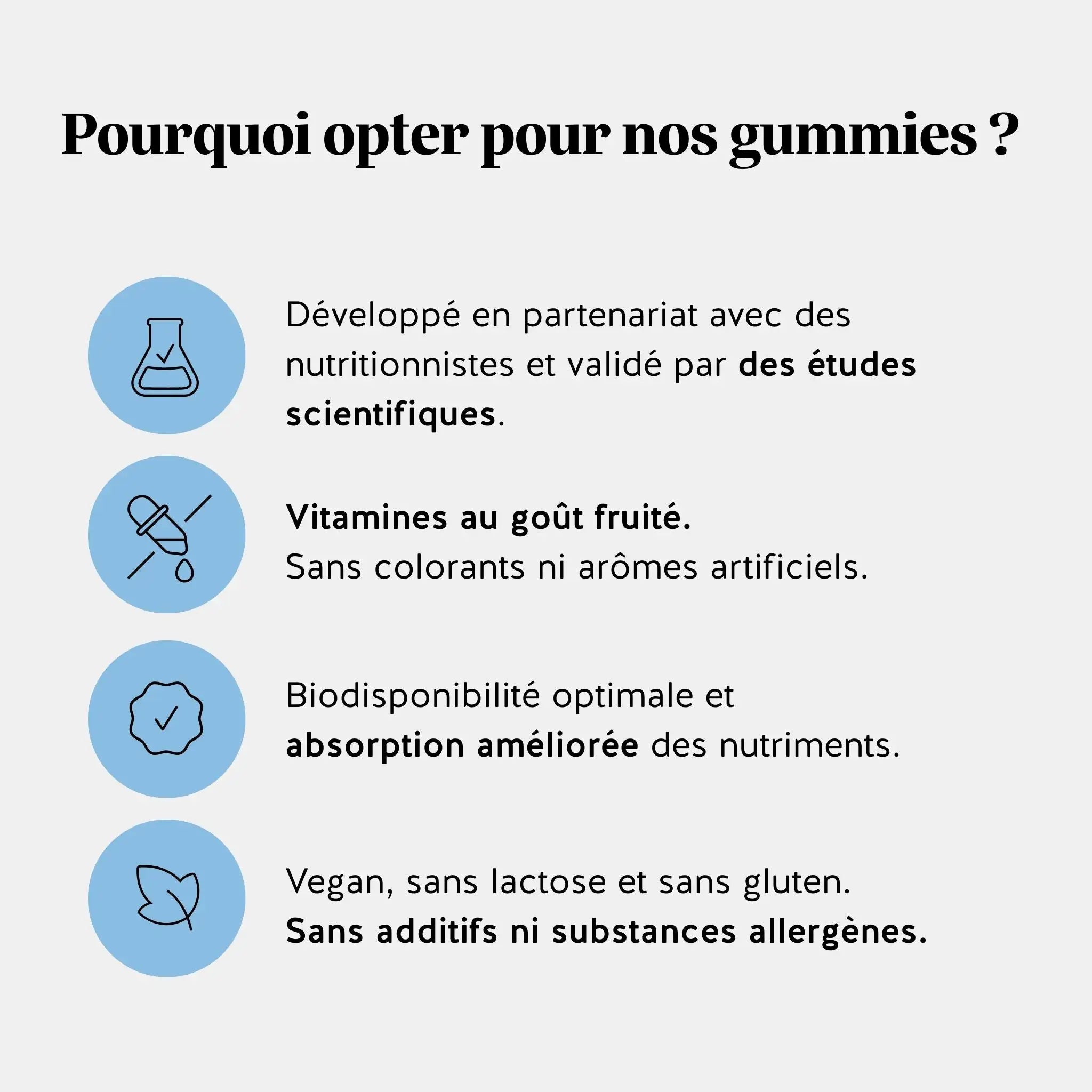 Avantages des gummies calcium : développés avec nutritionnistes, goût fruité, vegan, biodisponibilité optimale l Bears with Benefits