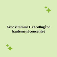 Visuel citation “Avec vitamine C et collagène hautement concentré” pour les gummies Silhouette Collagène et OPC de Bears with Benefits. l Bears with Benefits