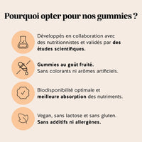 Bears with Benefits Soif de douceur – Peau hydratée gummies vegan à l’acide hyaluronique, image présentant les caractéristiques sans gluten et sans lactose.