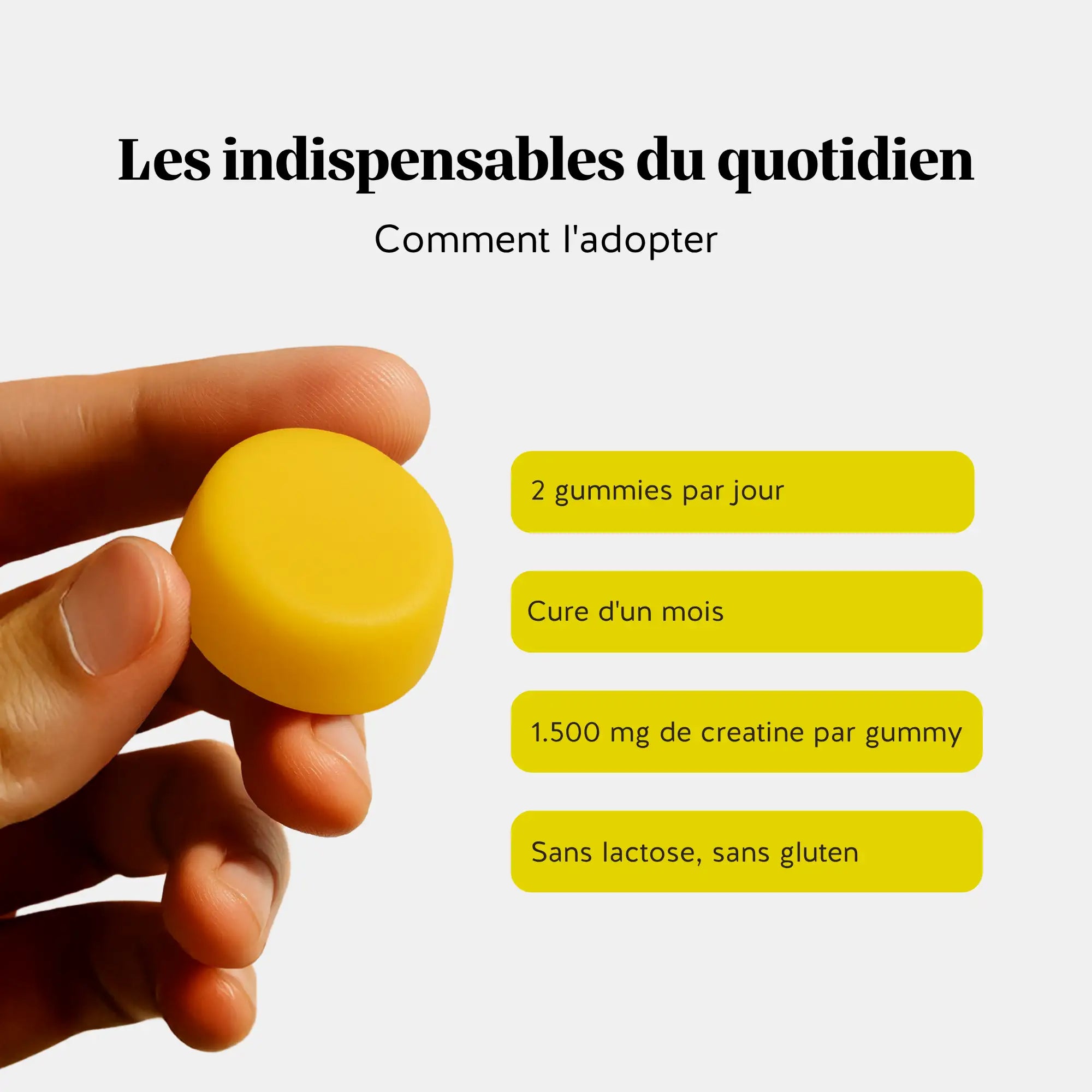 Conseil d’utilisation gummies créatine - 2 par jour, cure d’un mois, sans lactose et sans gluten l Bears with Benefits