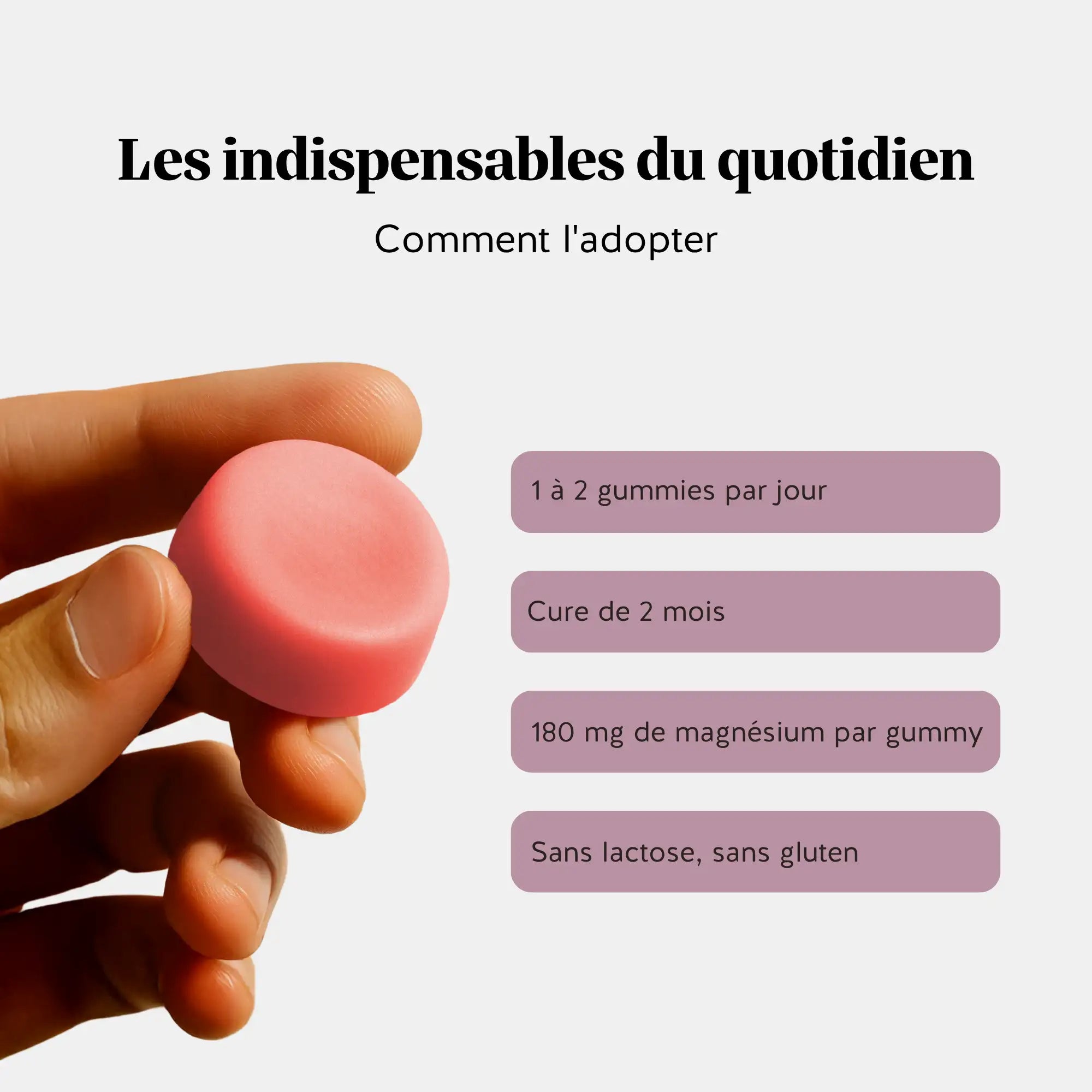 Conseil d’utilisation gummies magnésium - 1 à 2 par jour, cure de 2 mois, sans lactose et sans gluten l Bears with Benefits