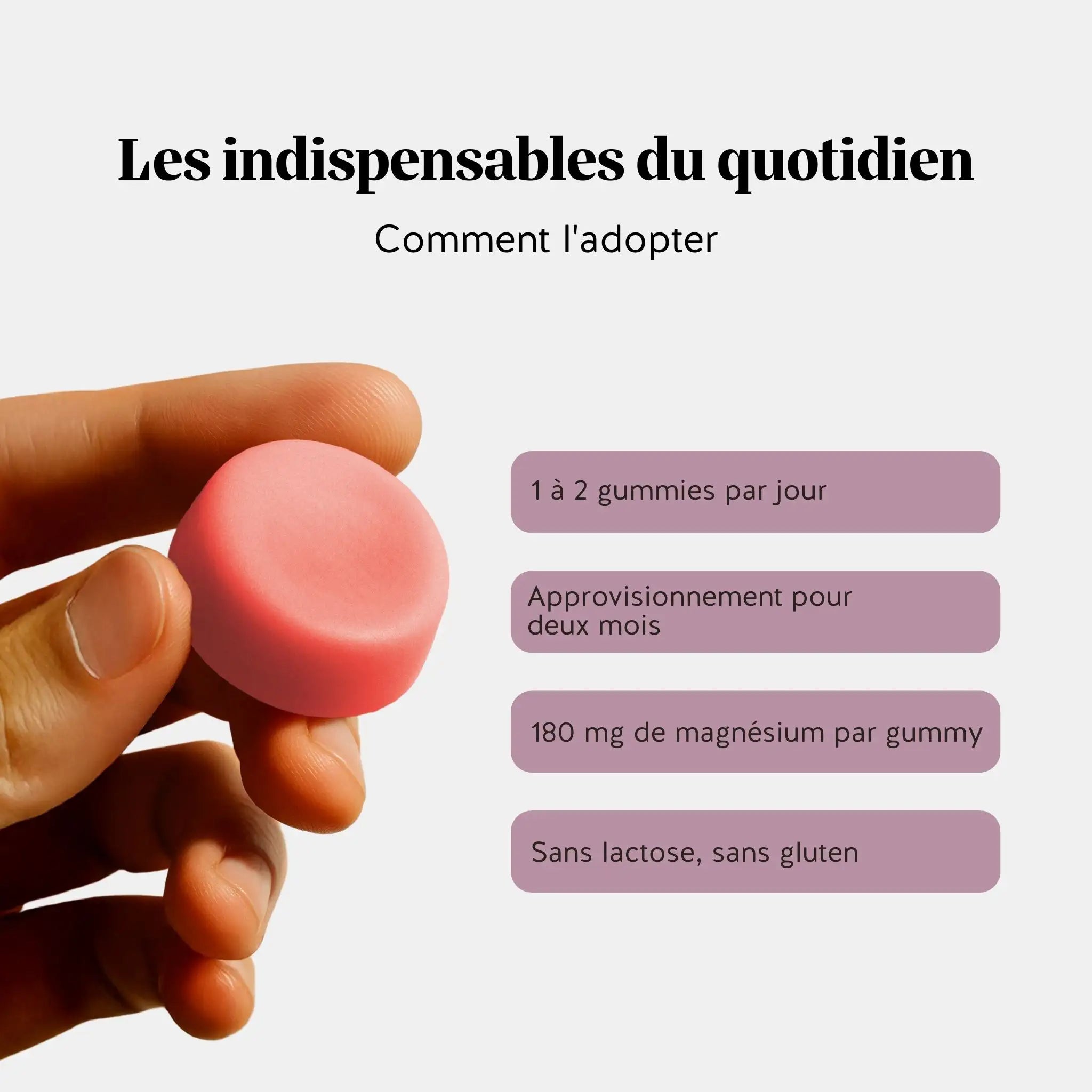 Conseil d’utilisation gummies magnésium - 1 à 2 par jour, cure de 2 mois, sans lactose et sans gluten l Bears with Benefits