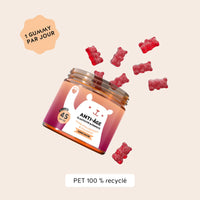 Conseils d’utilisation des gummies Anti-Âge : 1 gummy par jour, boîte recyclable l Bears with Benefits
