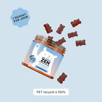 Conseils d’utilisation et recyclage – 1 gummy par jour. Boîte en PET 100 % recyclé, à trier après usage l Bears with Benefits