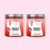 Duo de boîtes de gummies Ongles & Cheveux à la kératine – 2 boîtes de 90 unités pour 180 jours de cure – sans sucre, vegan et formulées pour des cheveux forts et des ongles sains l Bears with Benefits