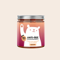 Gummies Anti-Âge à l’acide hyaluronique, au collagène, à la coenzyme Q10, aux vitamines C et E, format 90 unités l Bears with Benefits