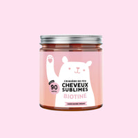 Gummies Cheveux Sublimes à la biotine – boîte de 90 unités pour une cure de 3 mois, vegan et sans sucre, idéale pour une routine beauté longue durée l Bears with Benefits
