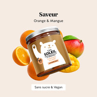 Boîte de gummies 1 2 3 Soleil – prépare & active le bronzage saveur pêche entourée de fruits, complément alimentaire vegan et sans sucre