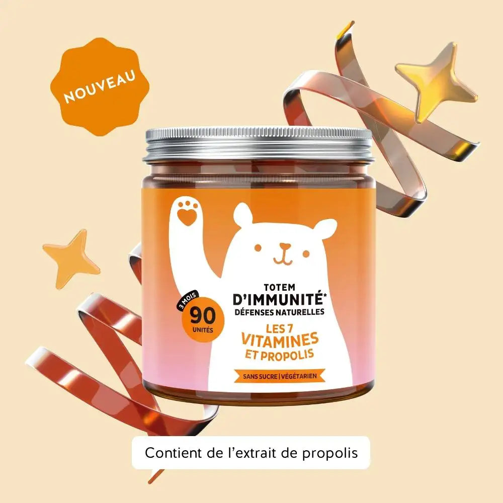 Boîte de 90 gummies Totem Immunité aux vitamines et propolis pour soutenir les défenses naturelles | Bears with Benefits