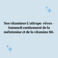 Les gummies L’attrape-rêves Sommeil contiennent de la mélatonine et de la vitamine B6, formule sans sucre et vegan l Bears with Benefits.