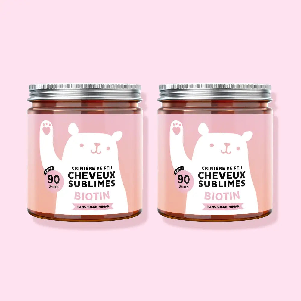 Pack duo de gummies Cheveux Sublimes à la biotine – deux boîtes pour une cure longue durée, format économique, vegan et sans sucre, idéal pour cheveux, peau et ongles l Bears with Benefits