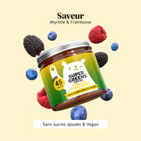 Bears with Benefits Super Greens Detox – Gummies saveur myrtille-framboise aux extraits de plantes vertes et vitamines, agréables à prendre pour soutenir l'énergie et la vitalité au quotidien. Format de 45 unités.